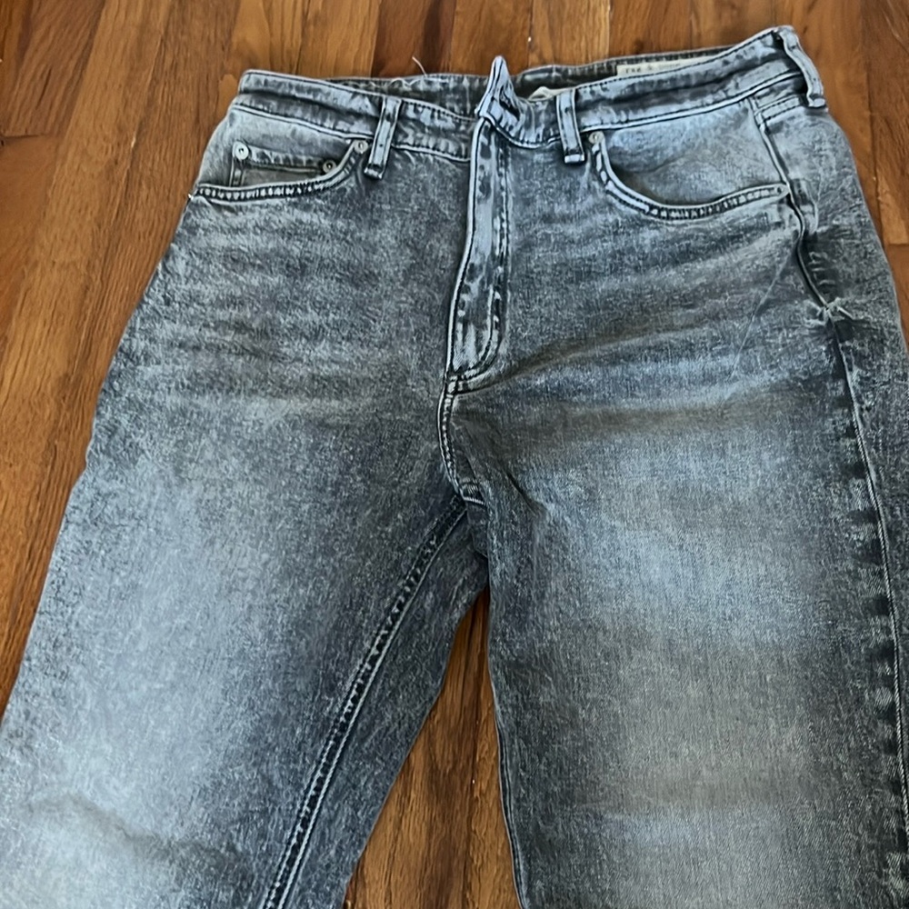 RAG AND BONE rare grey jeans. Finished hem. Nina high- rise ankle flare.
